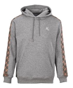 BURBERRY side diamond grid woven hooded sweatshirt Grey OG0728185