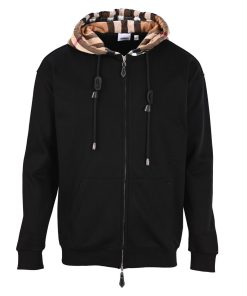 Burberry BBR plaid patchwork zipper Hoodie Black OG0728180