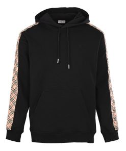 BURBERRY side diamond grid woven hooded sweatshirt Black OG0728186
