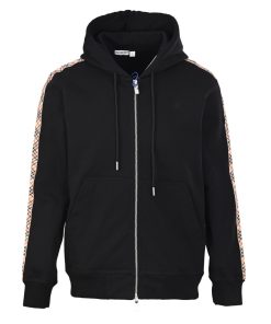 BURBERRY Side Grid Ribbon Zipper Hoodie Black OG0728188