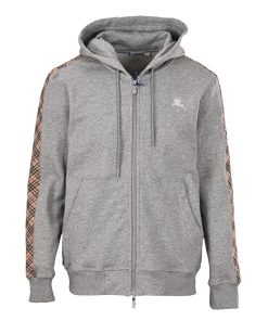 BURBERRY Side Grid Ribbon Zipper Hoodie Black OG0728189
