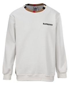 BURBERRY micro grid stitch round neck sweatshirt white OG0728212