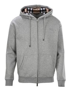 Burberry War Horse Checkered Hat Zipper Hoodie grey OG0728183