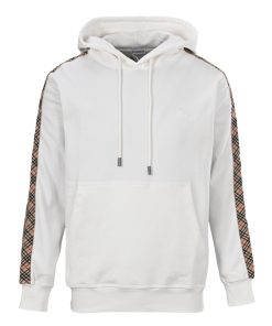 BURBERRY side diamond grid woven hooded sweatshirt White OG0728187