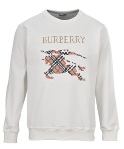 BURBERRY BBR warhorse round neck hoodie White OG0728205