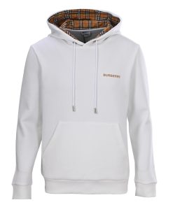 BURBERRY chest embroidered letter hooded sweatshirt White OG0728195
