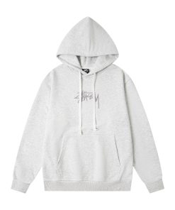 Stussy hooded American retro hoodie for both men and women Grey OG0801377