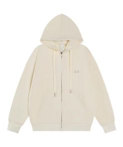 Alo loose and versatile hooded zipper cardigan sweatshirt Apricot OG0801417