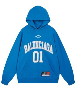 Balenciaga SS25 hooded long sleeved sweatshirt Blue OG0801393