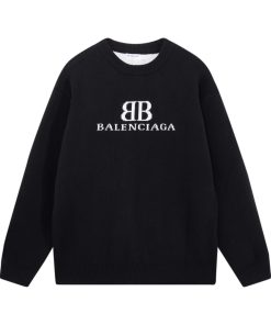 Balenciaga New Double B Jacquard Knitted Sweater Black OG0801403