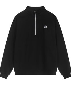 Alo Yoga Accolade 14 Zip Pullover Black OG0801414