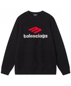 Balenciaga's new jacquard wool knitted sweater black OG0801407